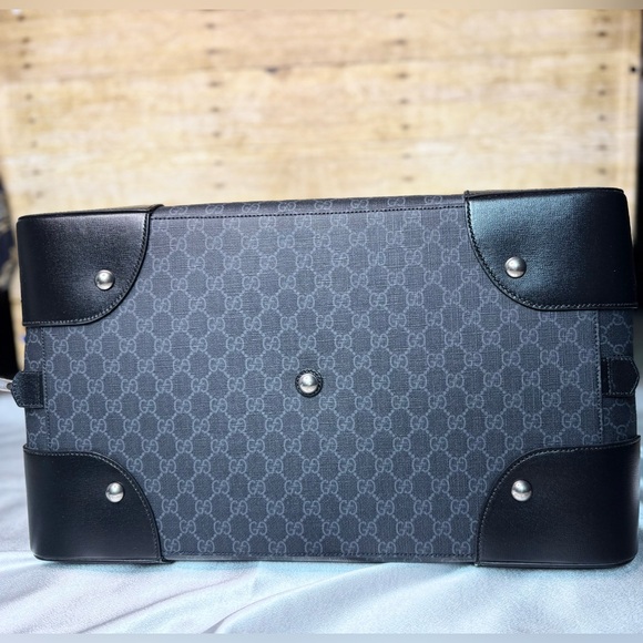 Gucci Gray and Black Monogram Briefcase. - Picture 6 of 14